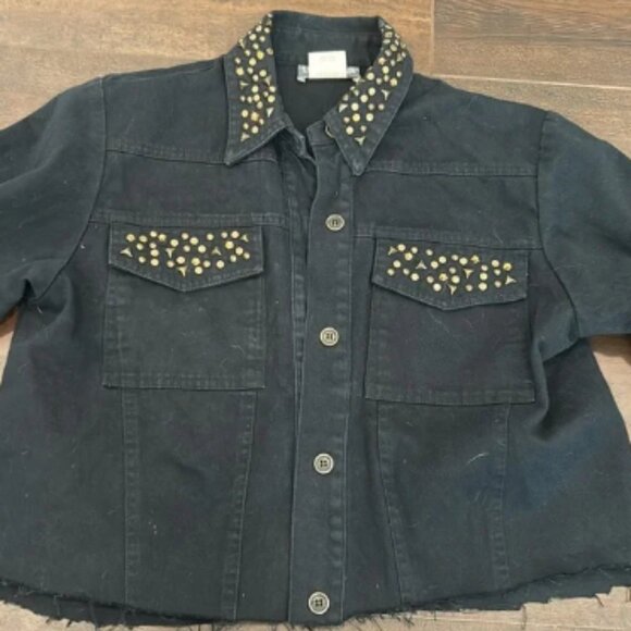 Vintage black cropped studded jacket - Picture 1 of 6